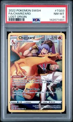 2022 Pokemon SWSH Lost Origin #TG03 FA/Charizard PSA 8 NM-MT - Image 1