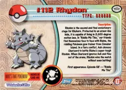 Topps - Pokemon - Rhydon - Non Holo - #112 - Series 2 Card Light Play LP - Image 2