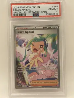 Pokemon Lisia's Appeal PSA 10 Gem Mint 246/191 Surging Sparks SIR Full Art Holo - Image 1