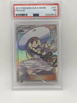Pokemon Lillie PSA 7 NM 147/149 Sun & Moon Base Set Full Art 2017 Trainer Card - Image 3