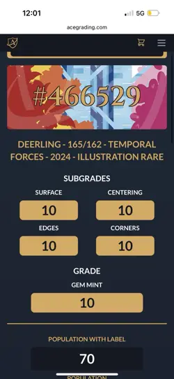 Pokemon Temporal Forces Deerling & Sawsbuck Illustration Rare Ace Graded 10 & 9! - Image 3