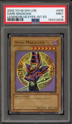 Yu-Gi-Oh! Dark Magician Legend of Blue Eyes 1st Edition LOB-005 PSA 9 Mint - Image 1