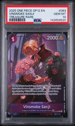 One Piece Vinsmoke Sanji OP10-063 Treasure Rare PSA 10 GEM MT TCG - Image 1