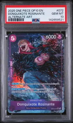 2025 One Piece OP10 #072 English Donquixote Rosinante Alternate Art PSA 10 - Image 1