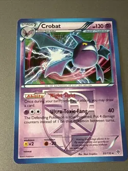 Crobat - 55/135 - Pokemon Plasma Storm Black & White Holo Rare Card NM - Image 1