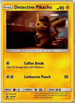 Pokemon Card - Detective Pikachu - SM190 Sun & Moon Promo Promo Holo HP - Image 1