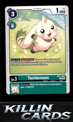 Terriermon BT17-043 C Digimon Card Game Common Secret Crisis Card NM - Image 1