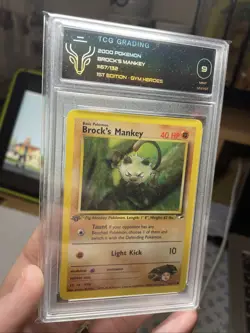 2000 Pokemon TCG 9 Mint Brock's Mankey Gym Heroes 1st Edition 67/132 CCG! Mint - Image 1