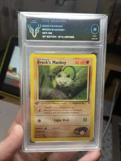 2000 Pokemon TCG 9 Mint Brock's Mankey Gym Heroes 1st Edition 67/132 CCG! Mint - Image 2