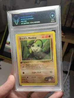 2000 Pokemon TCG 9 Mint Brock's Mankey Gym Heroes 1st Edition 67/132 CCG! Mint - Image 3