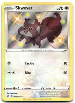 Pokemon Skwovet Shiny Holo Rare Shining Fates: Shiny Vault SV099/SV122 LP - Image 1