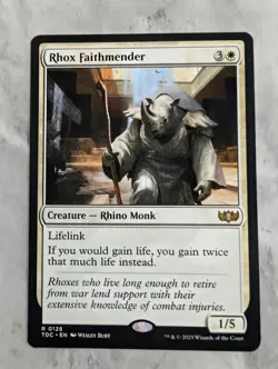 Rhox Faithmender | MTG TDC | White Rhino Monk Lifelink Lifegain EDH Rare | NM - Image 1