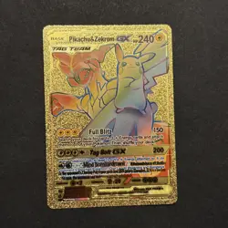 POKEMON PIKACHU & ZEKROM GX TAG TEAM GOLD FOIL RAINBOW CARD Gold Foil Fan Art - Image 1
