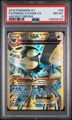 2015 POKEMON XY ANCIENT ORIGINS #96 FULL ART/PRIMAL KYOGRE EX PSA 8 - Image 1