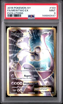 2016 POKEMON XY EVOLUTIONS #103 FULL ART/MEWTWO EX PSA 9 - Image 1