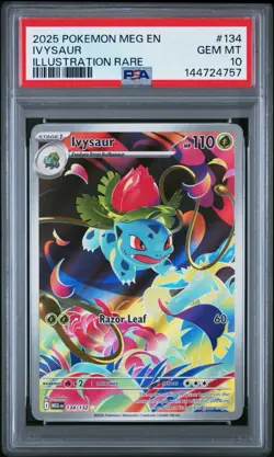 2025 Pokemon Mega Evolution Ivysaur Illustration Rare #134/132 PSA 10 GEM MINT - Image 1