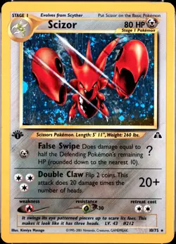 Pokemon 2001 Scizor 10/75 First Edition Neo Discovery (Moderately Played) SWIRL - Image 1