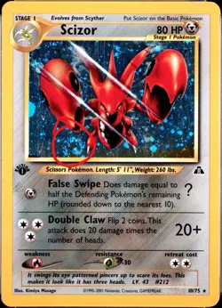 Pokemon 2001 Scizor 10/75 First Edition Neo Discovery (Moderately Played) SWIRL - Image 3