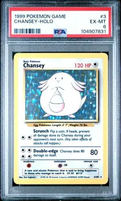 1999 Pokemon Game Chansey #3 Base Set Holo PSA 6 - Image 3