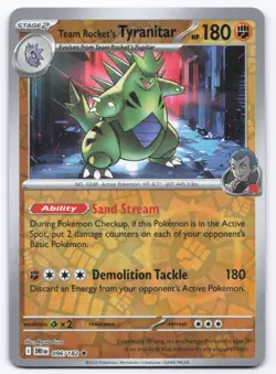 Pokemon TCG Team Rocket's Tyranitar 096/182 Reverse Holo Destined Rivals NM - Image 1