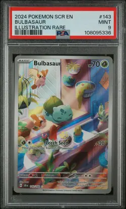 2024 POKEMON SCR EN-STELLAR CROWN ILLUSTRATION RARE #143 BULBASAUR PSA 9 - Image 1