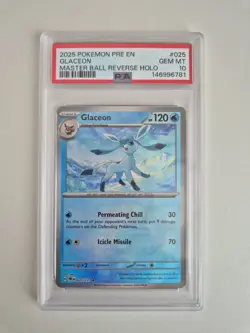 PSA 10 Glaceon Masterball 025/131 Prismatic Evolutions Reverse Pokemon GEM MINT - Image 1