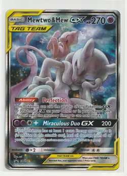2019 Pokemon SM Black Star Promo Mewtwo & Mew GX #SM191 Full Art - Image 1