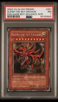 YuGiOh PSA 7 NM GBI-001 Secret Rare Slifer the Sky Dragon English Gameboy Promo - Image 1