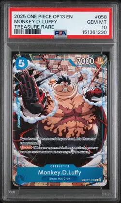 2025 ONE PIECE OP13-CARRYING ON HIS WILL TREASURE RARE MONKEY D. LUFFY PSA 10 - Image 1