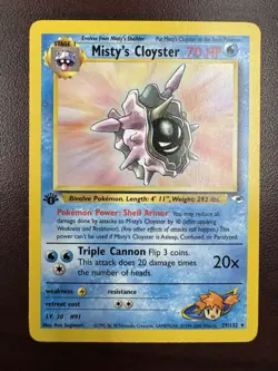 Pokemon TCG | Misty's Cloyster | 29/132 | Gym Heroes | 1st Edition | Regular LP+ - Image 1