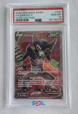2020 Pokemon Sword & Shield Vivid Voltage Zarude V Full Art 167/185 #167 PSA 10 - Image 1