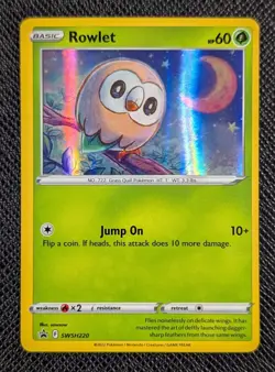 Pokemon Rowlet Sword & Shield Promo SWSH220 Promo Holo - MP - Image 1