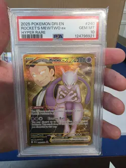 2025 POKEMON DRI EN-DESTINED RIVALS HYPER RARE TEAM ROCKET'S MEWTWO EX PSA 10 - Image 1