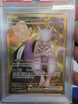2025 POKEMON DRI EN-DESTINED RIVALS HYPER RARE TEAM ROCKET'S MEWTWO EX PSA 10 - Image 2