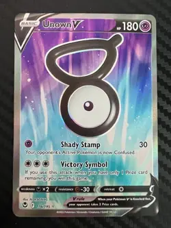 Pokemon TCG Unown V Silver Tempest 176/195 Holo Ultra Rare NM - Image 1