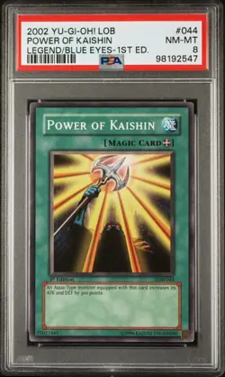 2002 Yu-Gi-Oh! Power Of Kaishin Legend of Blue Eyes LOB 1st Edition Common PSA 8 - Image 1