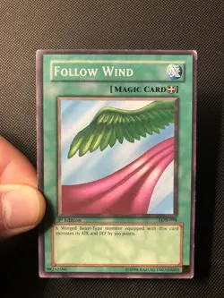 Yugioh! Follow Wind LOB-098 1st Edition Short Print NA English Vintage - Image 1