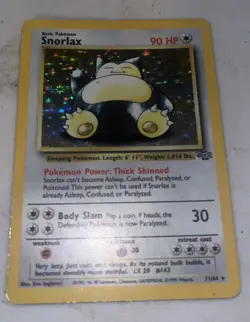 Pokemon TCG Snorlax Jungle Holo Unlimited Rare Card 11/64 LP WOTC - Image 1