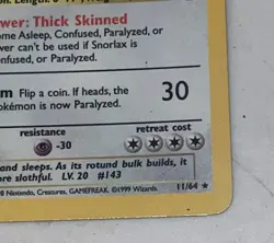 Pokemon TCG Snorlax Jungle Holo Unlimited Rare Card 11/64 LP WOTC - Image 5