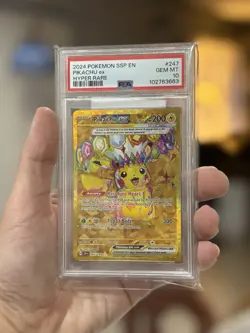 2024 POKEMON SSP EN-SURGING SPARKS HYPER RARE #247 PIKACHU EX PSA 10 - Image 1