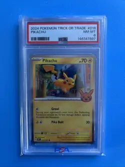 2024 Pokemon Trick Or Trade PIKACHU #018 PSA 8 - Image 1