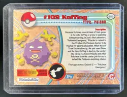 1999 Topps Pokemon TV Animation Edition Koffing Blue Topps #109 - Image 2