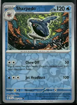 Pokemon Sharpedo #043/162 SV05: Temporal Forces Reverse Holo Near Mint or Better - Image 1