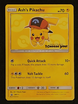 2017 Pokemon SM Black Star Promos Ash's Pikachu #SM111 EX-NM - Image 1