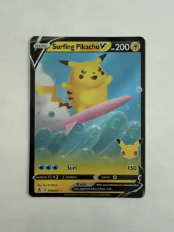 Surfing Pikachu V 008/025 Ultra Rare Pokemon TCG Celebrations NM - Image 1