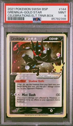 POKEMON 2021 CELEBRATIONS GRENINJA GOLD STAR ETB PROMO 144 PSA 9 Beautiful Swirl - Image 1