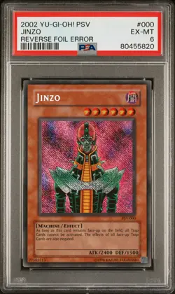 2002 YUGIOH PSV-000 JINZO REVERSE FOIL SECRET RARE PSA 6 EX #80455820 - Image 1