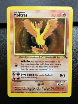 MOLTRES Pokemon Card - WOTC - Unlimited - Fossil - 12/62 - HOLO - NM (A) - Image 2