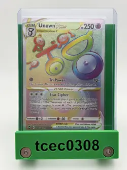 Pokemon Card Unown VSTAR 199/195 Secret Rainbow Rare Silver Tempest Near Mint - Image 1