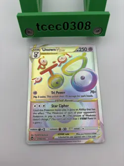 Pokemon Card Unown VSTAR 199/195 Secret Rainbow Rare Silver Tempest Near Mint - Image 2